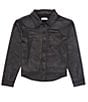 Color:Black - Image 1 - Big Girls 7-16 Coated Button Front Jacket