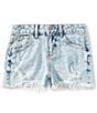 GB Big Girls Cut Off Distressed Frayed Hem Denim Shorts, Color:Light Blue - Image 1