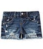 GB Big Girls Cut Off Distressed Frayed Hem Denim Shorts, Color:Dark Blue - Image 1