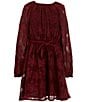 Color:Mulberry - Image 1 - Social Big Girls 7-16 Fall Jacquard Chiffon Dress
