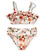 GB Big Girls Floral Bandeau Bralette Two-Piece Swimsuit, Color:Off White - Image 1