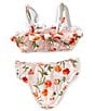 GB Big Girls Floral Bandeau Bralette Two-Piece Swimsuit, Color:Off White - Image 2