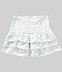 GB Big Girls Floral Embroidered Pleated Mini Skirt, Color:White/Blue - Image 1