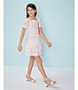 GB Big Girls Floral Embroidered Pleated Mini Skirt, Color:White/Pink - Image 4