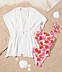 GB Big Girls Floral One Shoulder Cut Out One-Piece Swimsuit, Color:Red Ballerina - Image 3