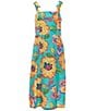 Color:Aqua Multi - Image 1 - Big Girls 7-16 Floral Print Sleeveless Tie Strap Midi Dress