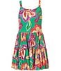 GB Big Girls Multi-Color Floral Printed Active Dress, Color:Green Combo - Image 1