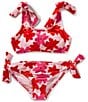 GB Big Girls 7-16 Floral Scrunch Tie 2-Piece Swimsuit, Color:Red Ballerina - Image 1