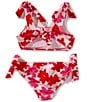 GB Big Girls 7-16 Floral Scrunch Tie 2-Piece Swimsuit, Color:Red Ballerina - Image 2
