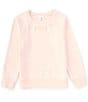 Color:Light Pink - Image 1 - Big Girls 7-16 Long Sleeve Embroidered Crew Neck Sweatshirt