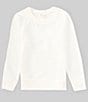 Color:Ivory - Image 1 - Big Girls 7-16 Long Sleeve Embroidered Crew Neck Sweatshirt