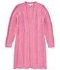 Color:Pink - Image 1 - Big Girls 7-16 Long-Sleeve Long Cardigan