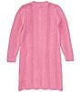 Color:Pink - Image 2 - Big Girls 7-16 Long-Sleeve Long Cardigan