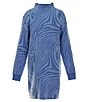 Color:Blue - Image 1 - Big Girls 7-16 Long-Sleeve Marble Swirl Sweater Dress