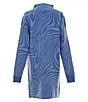 Color:Blue - Image 2 - Big Girls 7-16 Long-Sleeve Marble Swirl Sweater Dress