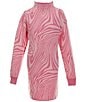 Color:Pink - Image 1 - Big Girls 7-16 Long-Sleeve Marble Swirl Sweater Dress