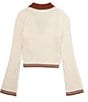Color:Eggshell - Image 2 - Big Girls 7-16 Long Sleeve Polo Sweater