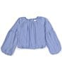 Color:Periwinkle - Image 1 - Big Girls 7-16 Long Sleeve Woven Drapey Blouse
