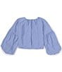 Color:Periwinkle - Image 2 - Big Girls 7-16 Long Sleeve Woven Drapey Blouse