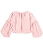 Color:Light Pink - Image 2 - Big Girls 7-16 Long Sleeve Woven Drapey Blouse