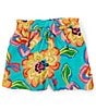 Color:Aqua Multi - Image 1 - Big Girls 7-16 Mid Rise Flowy Tie Floral Print Shorts