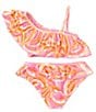 Color:Turmeric - Image 2 - Big Girls 7-16 One Shoulder Flounce Bralette Two-Piece Swimsuit