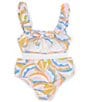 Color:Capri - Image 2 - Big Girls 7-16 Printed Bungee Strap Bralette Two-Piece Swimsuit