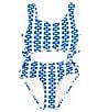 Color:Blue - Image 1 - Big Girls 7-16 Printed Cut Out One-Piece Swimsuit
