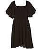 GB Big Girls 7-16 Puff Sleeve Double Waist Dress, Color:Black - Image 1