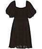 GB Big Girls 7-16 Puff Sleeve Double Waist Dress, Color:Black - Image 2