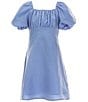 Color:Periwinkle - Image 1 - Big Girls 7-16 Puff-Sleeve Empire Waist Dress