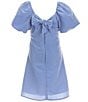 Color:Periwinkle - Image 2 - Big Girls 7-16 Puff-Sleeve Empire Waist Dress