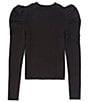 Color:Black - Image 2 - Big Girls 7-16 Ruched Long Sleeve Sweater Top