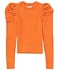 Color:Rust - Image 1 - Big Girls 7-16 Ruched Long Sleeve Sweater Top