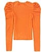 Color:Rust - Image 2 - Big Girls 7-16 Ruched Long Sleeve Sweater Top