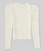 Color:Ivory - Image 2 - Big Girls 7-16 Ruched Long Sleeve Sweater Top