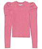 Color:Dusty Rose - Image 1 - Big Girls 7-16 Ruched Long Sleeve Sweater Top