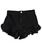 Color:Black - Image 1 - Big Girls 7-16 Ruffle Hem Denim Shorts