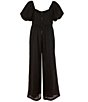 Color:Black - Image 2 - Big Girls 7-16 Satin Jumpsuit