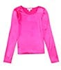 Color:Fuchsia - Image 1 - Big Girls 7-16 Satin Long sleeve Top