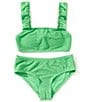 GB Big Girls 7-16 Scrunch Bungee Strap 2-Piece Swimsuit, Color:Grass Green - Image 1