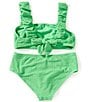 GB Big Girls 7-16 Scrunch Bungee Strap 2-Piece Swimsuit, Color:Grass Green - Image 2