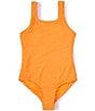 Color:Acidic Orange - Image 1 - Big Girls 7-16 Scrunch One-Piece Swimsuit