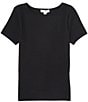 Color:Black - Image 1 - Big Girls 7-16 Short-Sleeve Basic Knit T-Shirt