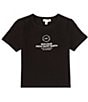 Color:Black - Image 1 - Big Girls 7-16 Short Sleeve Bonjour From Saint Barth Graphic Cropped T-Shirt