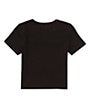 Color:Black - Image 2 - Big Girls 7-16 Short Sleeve Bonjour From Saint Barth Graphic Cropped T-Shirt