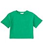 Color:Kelly Green - Image 1 - Big Girls 7-16 Short-Sleeve Boxy Crop T-Shirt