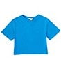 Color:Diva Blue - Image 1 - Big Girls 7-16 Short-Sleeve Boxy Crop T-Shirt