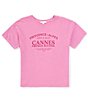 Color:Rose - Image 1 - Big Girls 7-16 Short-Sleeve Oversized Cannes French Riviera Graphic T-Shirt