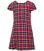 GB Big Girls Short Sleeve Plaid Mini Dress, Color:Magenta - Image 1